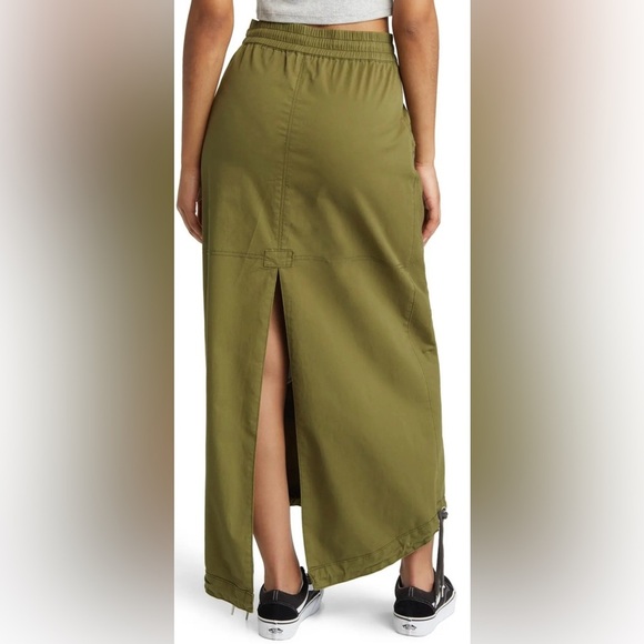 PTCL Olive Green Cargo Maxi Skirt | Rugged Utility Style | Adjustable Fit - Picture 2 of 6